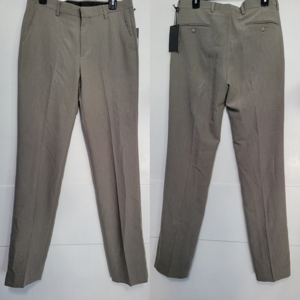 Berle Nordstrom Men's Dress Pants Modern Fit 32R Olive Grey NWT